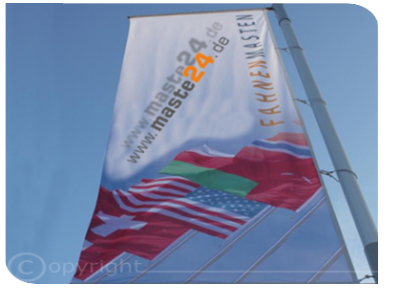 Auslegerfahne mit Werbeaufdruck