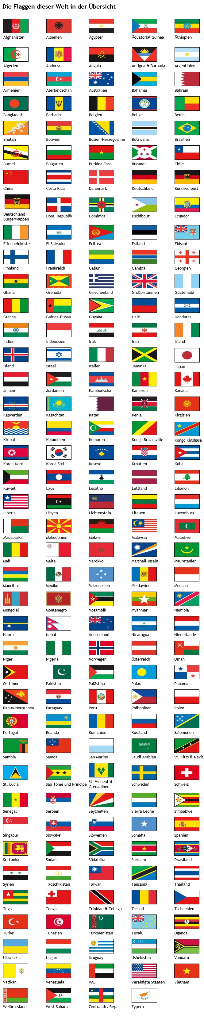 Westfahnen Internationale Fahnen