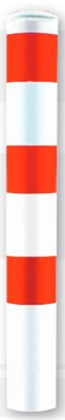 Absperrpfosten rund Ø 193 mm weiß mit roten Streifen