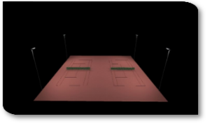 Lichttechnische Berechnung Flutlicht Tennisplatz 2-fach