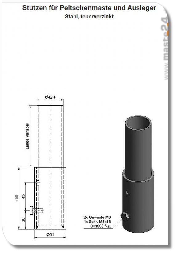 Stutzen Peitschenmast